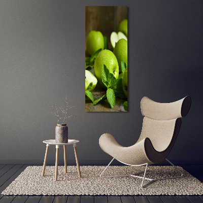 Verticale foto op glas Groene appels