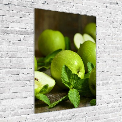 Verticale foto op glas Groene appels