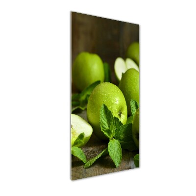 Verticale foto op glas Groene appels