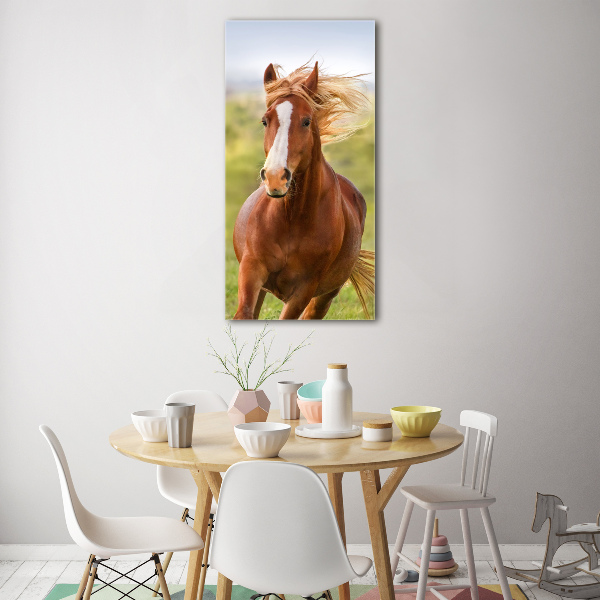 Verticaal glasschilderij Een galopperend paard