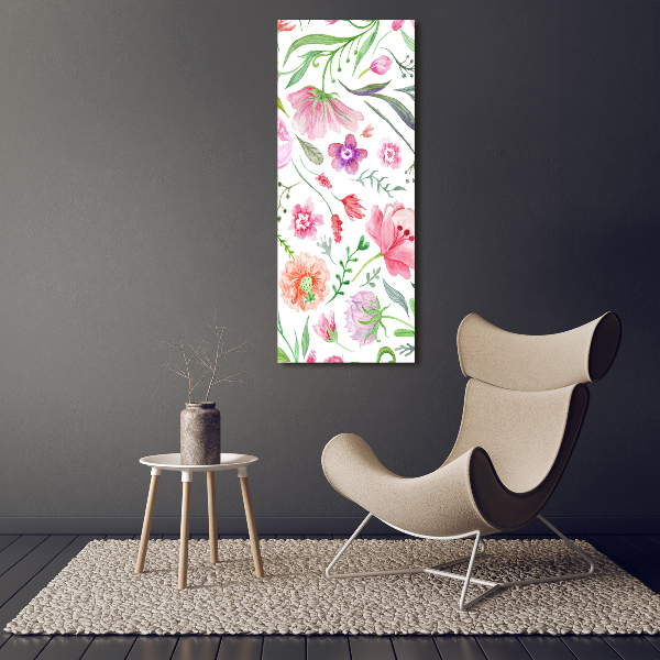 Verticale glasfoto Wilde bloemen