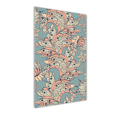 Verticale glasfoto Etnische bloemen