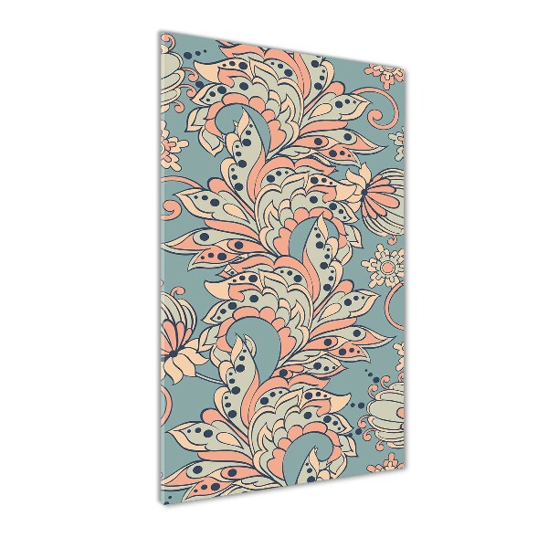 Verticale glasfoto Etnische bloemen