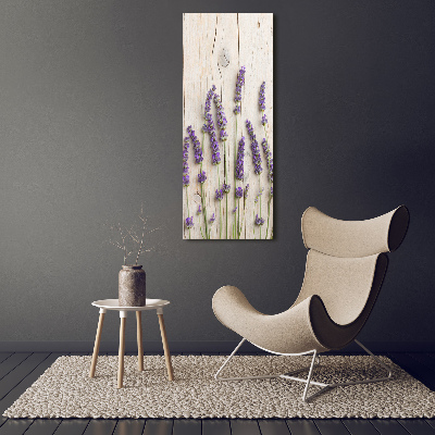 Verticale glasfoto Lavendel op hout