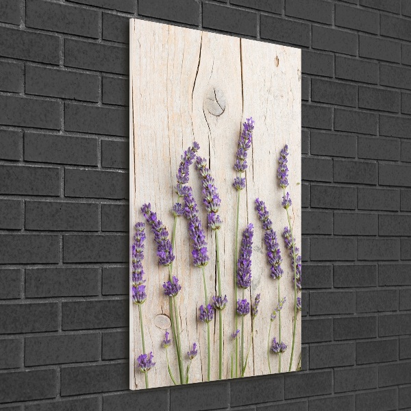 Verticale glasfoto Lavendel op hout