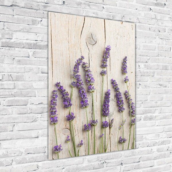 Verticale glasfoto Lavendel op hout