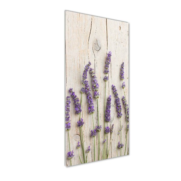 Verticale glasfoto Lavendel op hout
