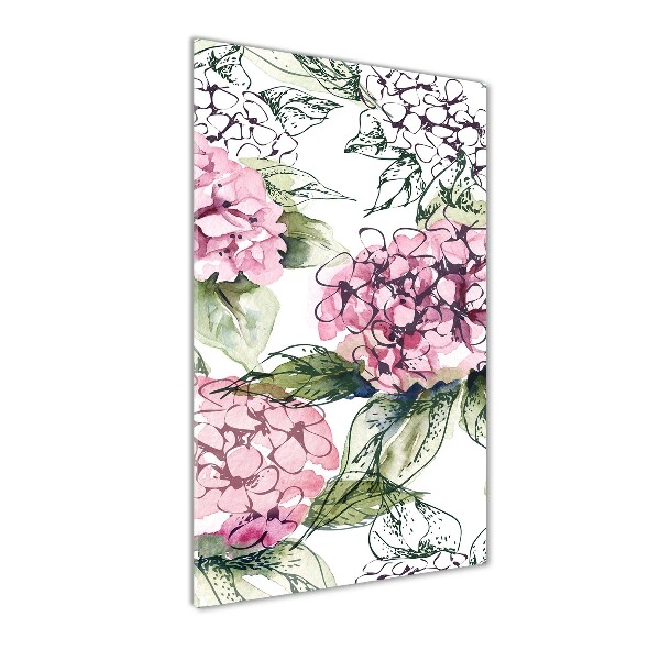 Verticale glasfoto Hortensia