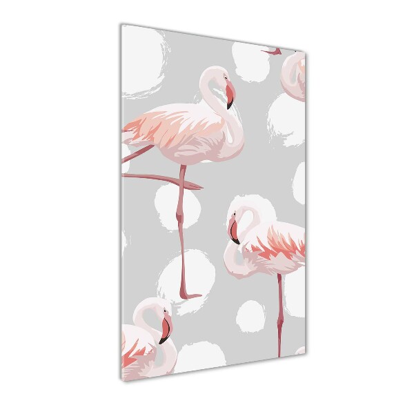 Verticale glasfoto Flamingo's en stippen