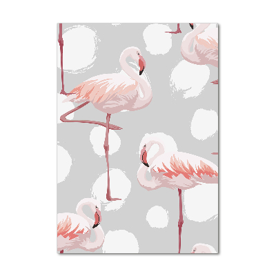 Verticale glasfoto Flamingo's en stippen