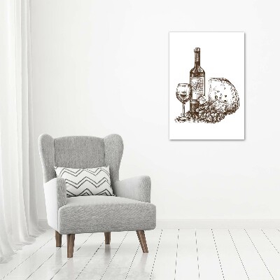 Verticaal glasschilderij Wijn en hapjes