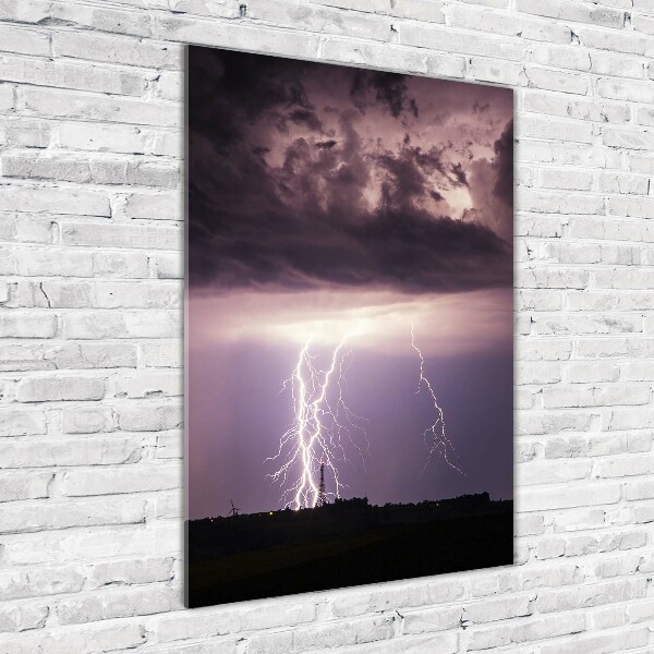 Verticale glasfoto Onweer