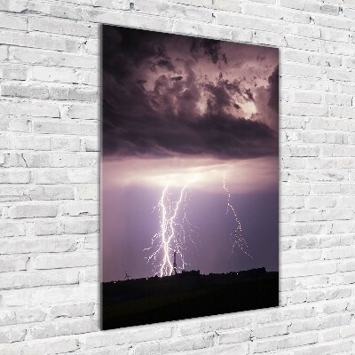 Verticale glasfoto Onweer