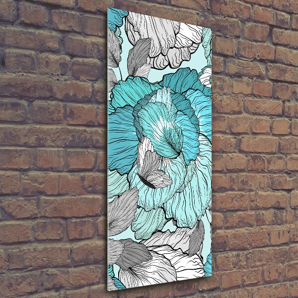 Verticaal glasschilderij Bloemenpatroon