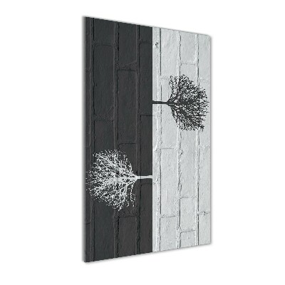 Foto-obraz na szkle pionowy Drzewa na murze