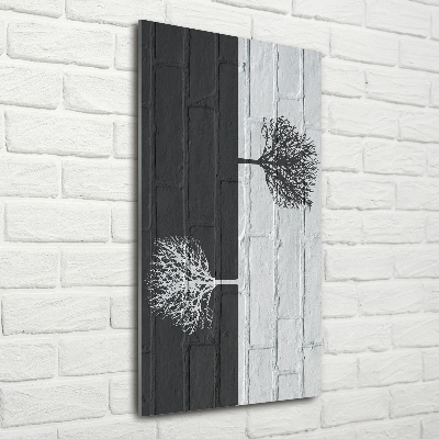 Verticaal glasschilderij Bomen op de muur