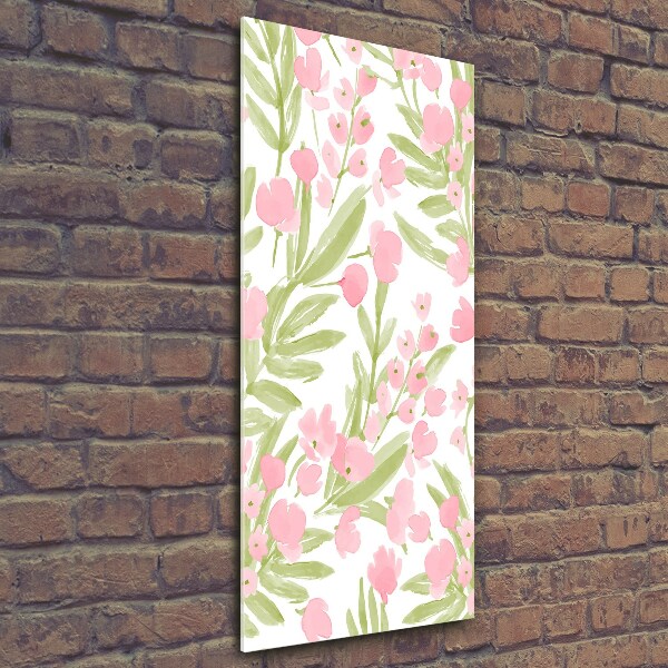 Verticale glasfoto Roze bloemen