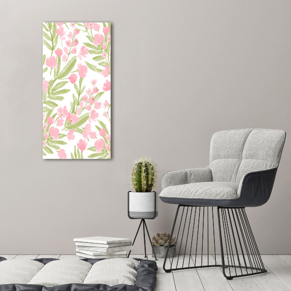 Verticale glasfoto Roze bloemen