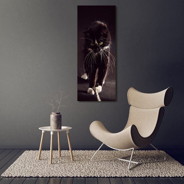Verticale foto op glas Zwarte kat