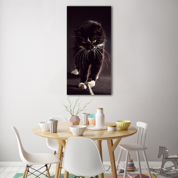 Verticale foto op glas Zwarte kat