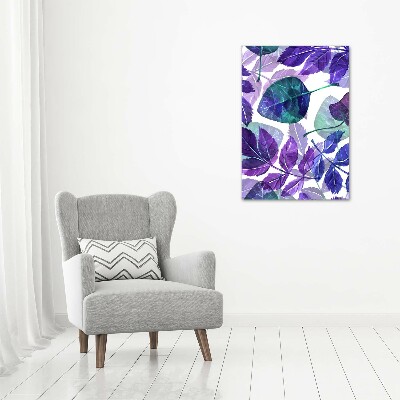 Nowoczesny szklany obraz ze zdjęcia pionowy Liście