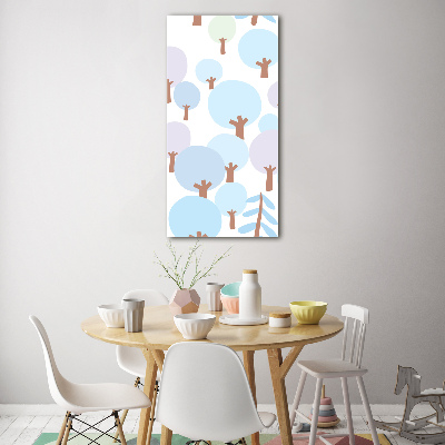 Nowoczesny szklany obraz ze zdjęcia pionowy Drzewa