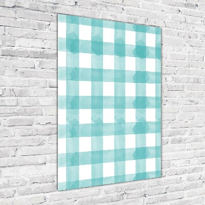 Verticale foto op glas Blauw geblokt