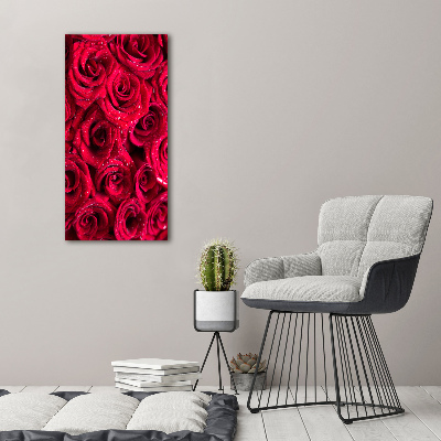 Verticale glasfoto Rode rozen