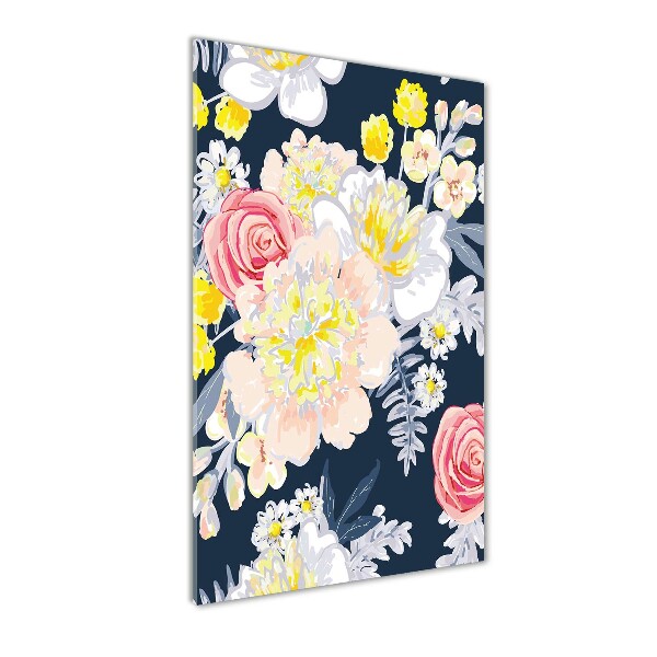 Verticaal glasschilderij Een boeket bloemen