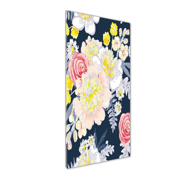 Verticaal glasschilderij Een boeket bloemen