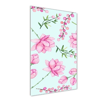 Verticale glasfoto Bloemen en bessen