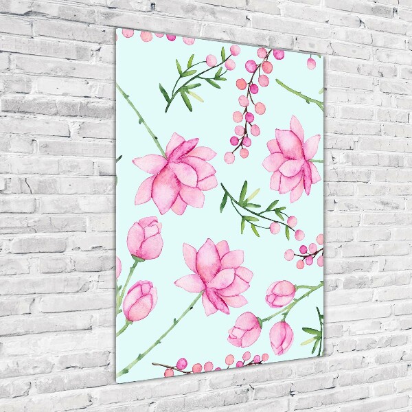 Verticale glasfoto Bloemen en bessen