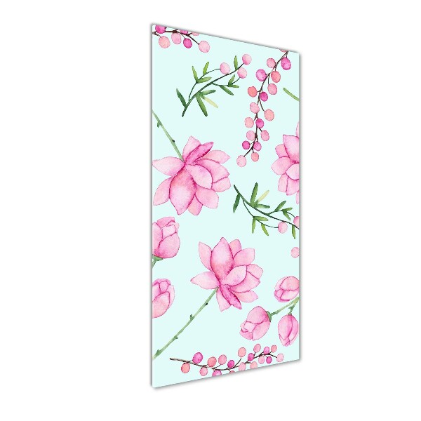 Verticale glasfoto Bloemen en bessen