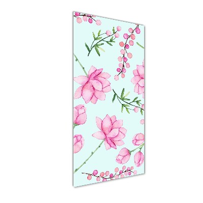 Verticale glasfoto Bloemen en bessen