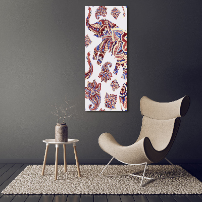 Verticale foto op glas Etnische patronen van olifanten