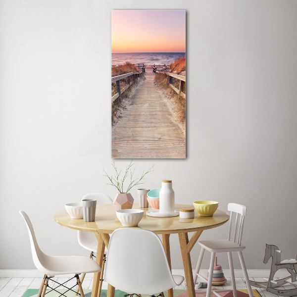 Verticaal glasschilderij Pad naar het strand