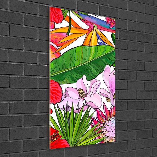 Verticaal glasschilderij Hawaiiaans patroon