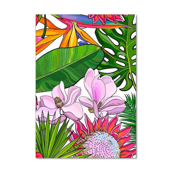 Verticaal glasschilderij Hawaiiaans patroon