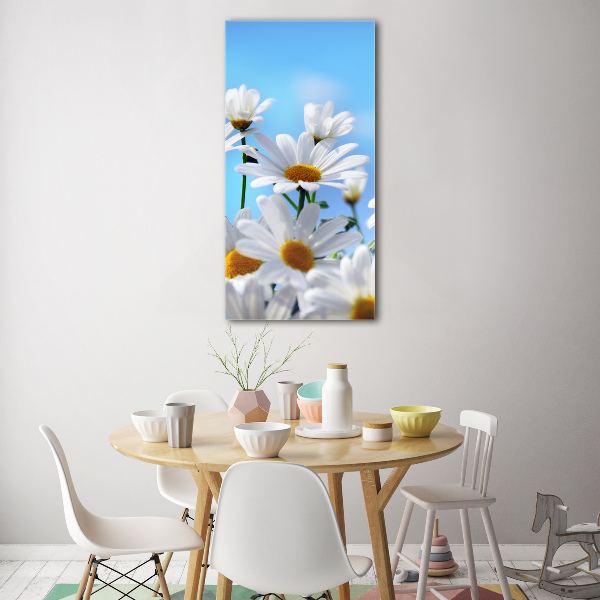 Verticaal glasschilderij Madeliefjes