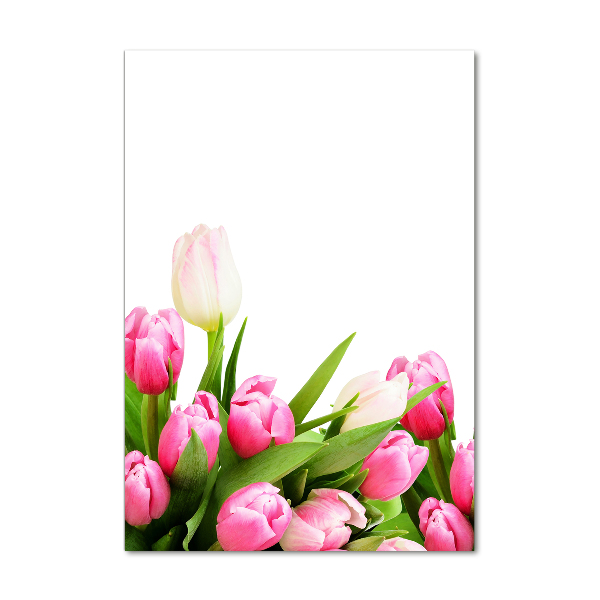 Verticale glasfoto Roze tulpen