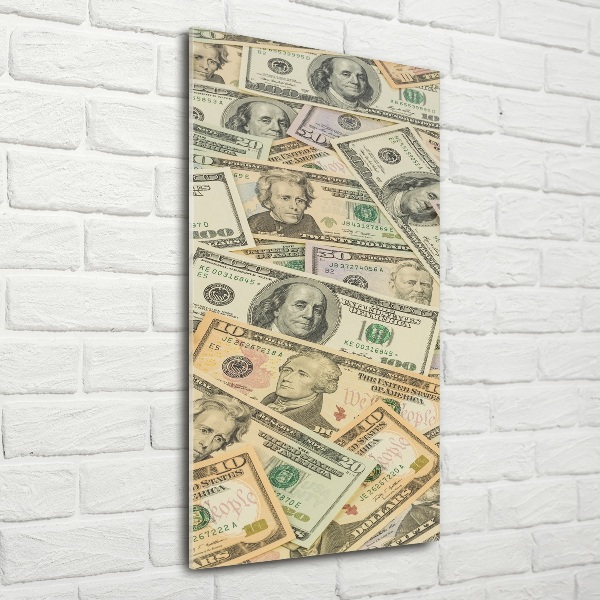 Verticale foto op glas Dollarbankbiljetten