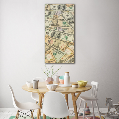 Verticale foto op glas Dollarbankbiljetten