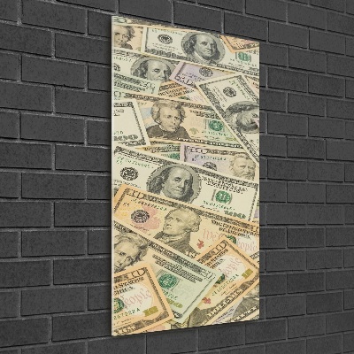 Verticale foto op glas Dollarbankbiljetten