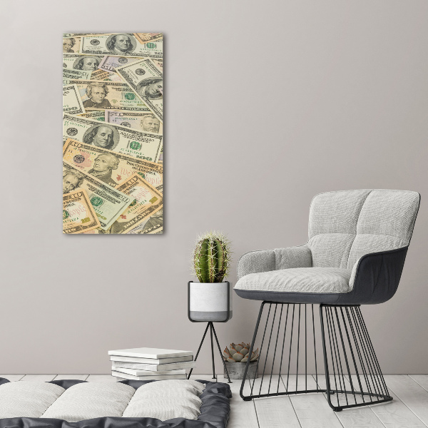 Verticale foto op glas Dollarbankbiljetten