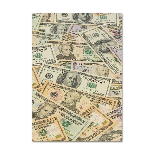 Verticale foto op glas Dollarbankbiljetten