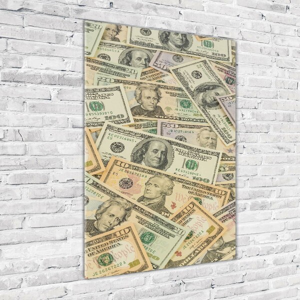 Verticale foto op glas Dollarbankbiljetten