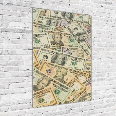 Verticale foto op glas Dollarbankbiljetten