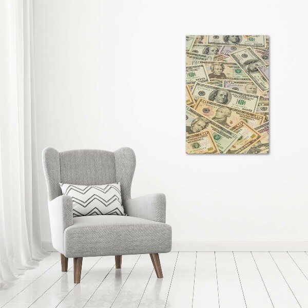 Verticale foto op glas Dollarbankbiljetten