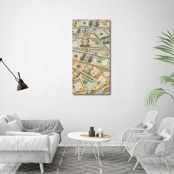 Verticale foto op glas Dollarbankbiljetten