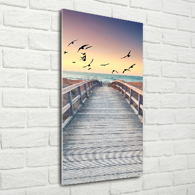 Verticale foto op glas Pad naar het strand